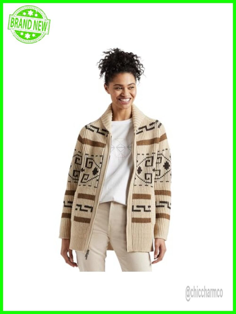 Pendleton Westerley Cardigan Virgin Wool Cable Knit Sweater